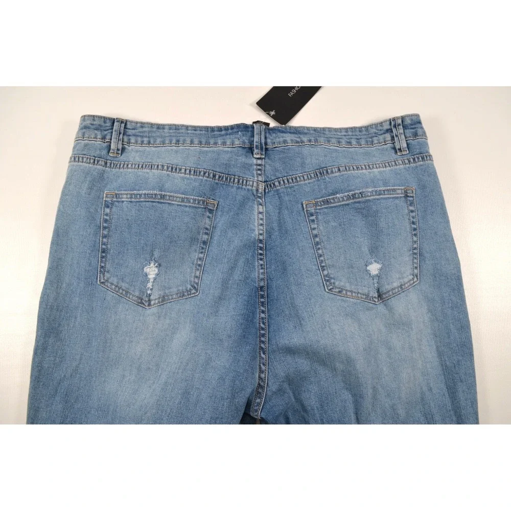 Fashion Nova Sandra Boyfriend Jeans Button Fly Womens 18 Ripped Distressed Nwt's